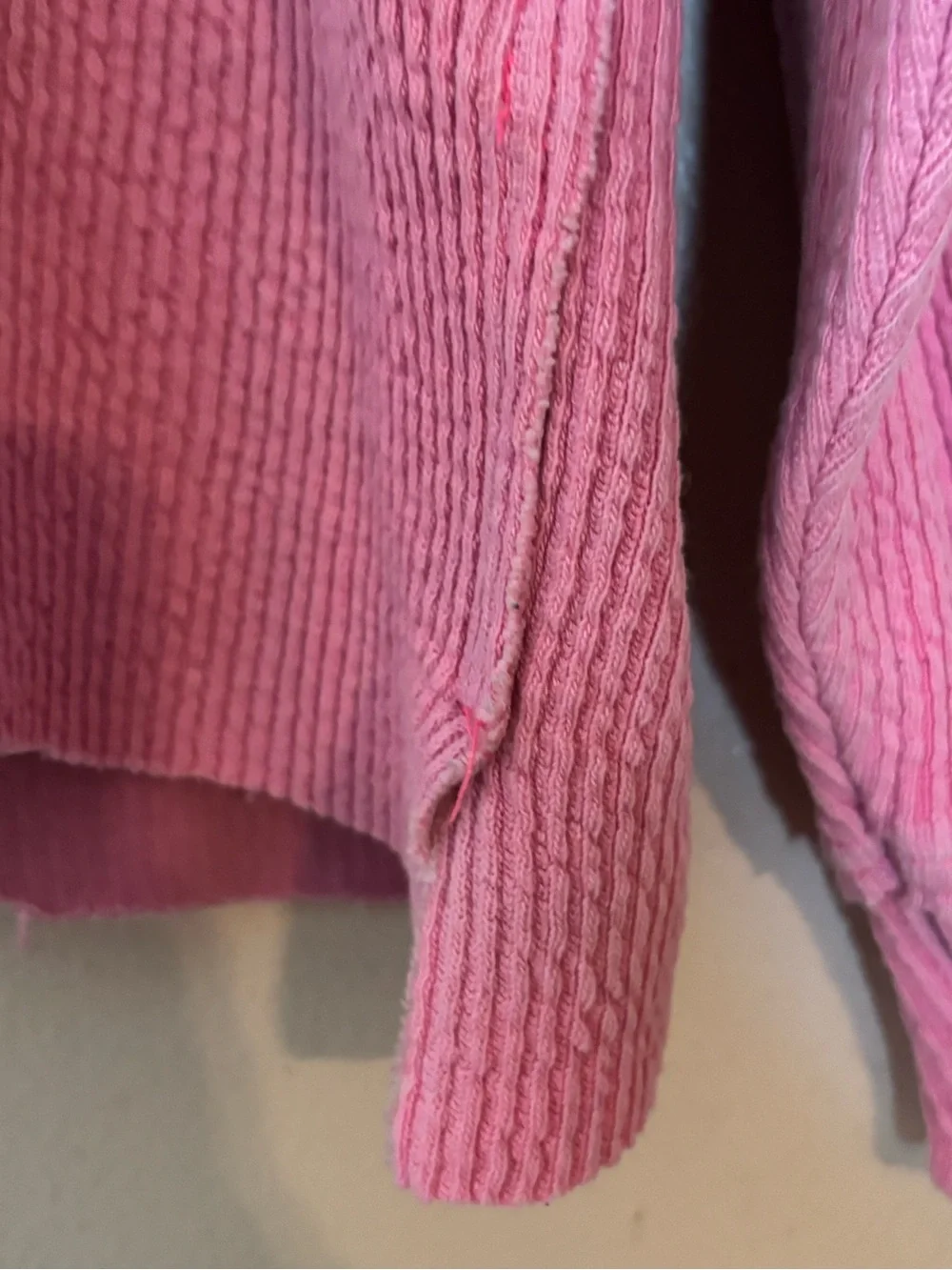 aerie  Sustainable  Real Good apparel textured Pink V-Neck Sweatshirt Pullover